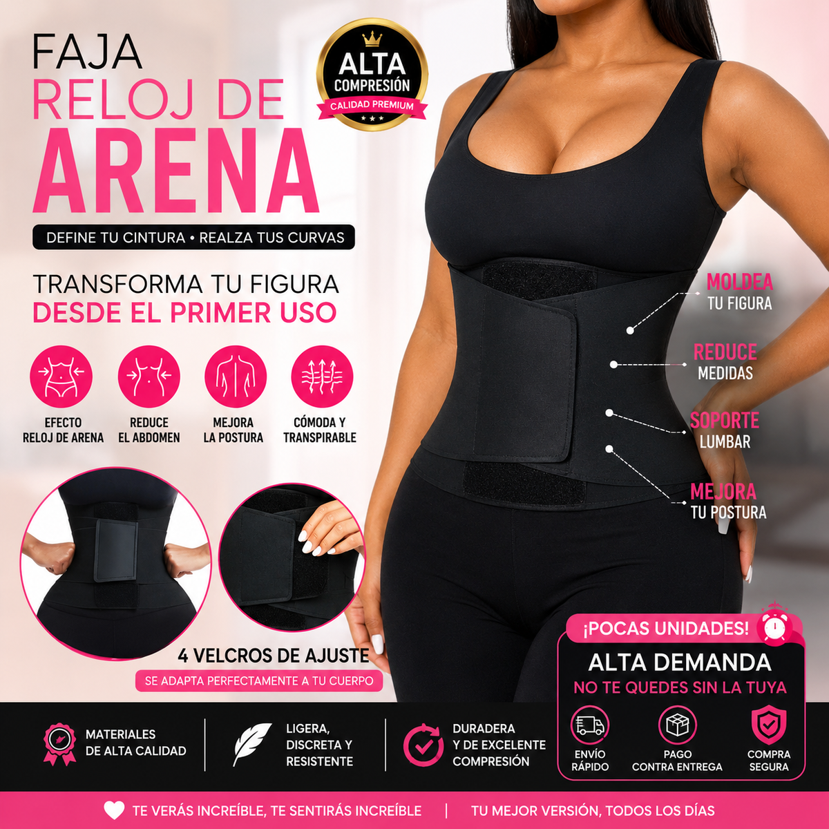 Faja Moldeadora Reloj de Arena para Mujer | Alta Compresión, Cintura de Avispa y Soporte Lumbar
