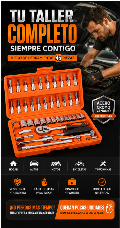 🔧 Juego de Herramientas Racha 46 Piezas Profesional