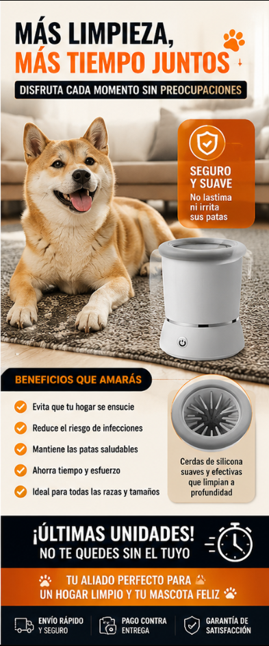 🐾 Limpiador de Patas para Perros | Limpieza Rápida y Sin Barro